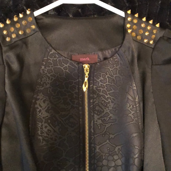 mark. | Jackets & Coats | Mark Black Peplum Studded Shoulder Jacket ...